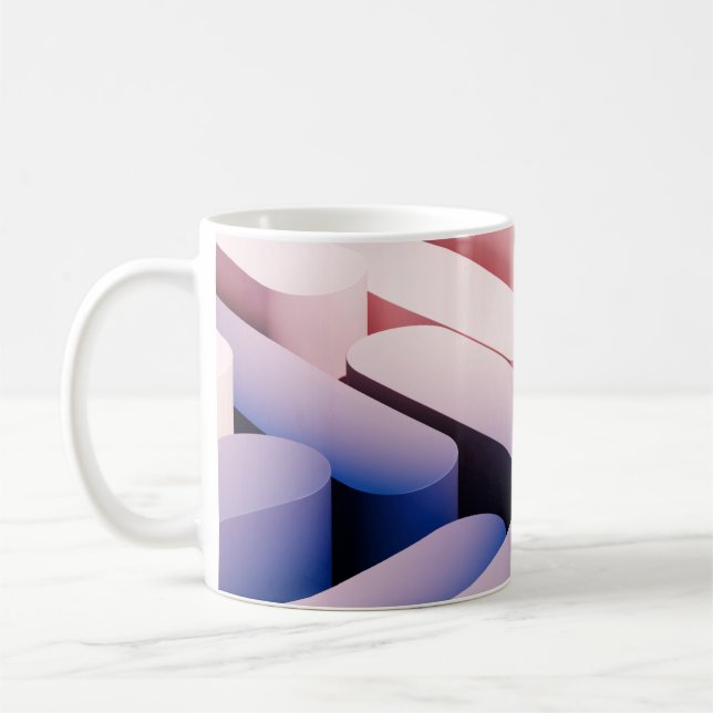 Minimaler abstrakter Spotup-Hintergrund. Blau und  Kaffeetasse (Links)