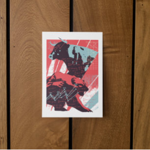 Minimaler Aktienmarkt Bull Bear Chart Postkarte