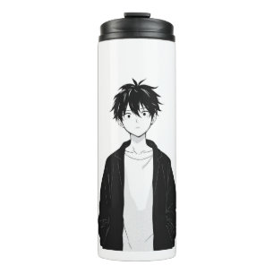 Minimaler Anime-Junge Thermal Tumbler Thermosbecher