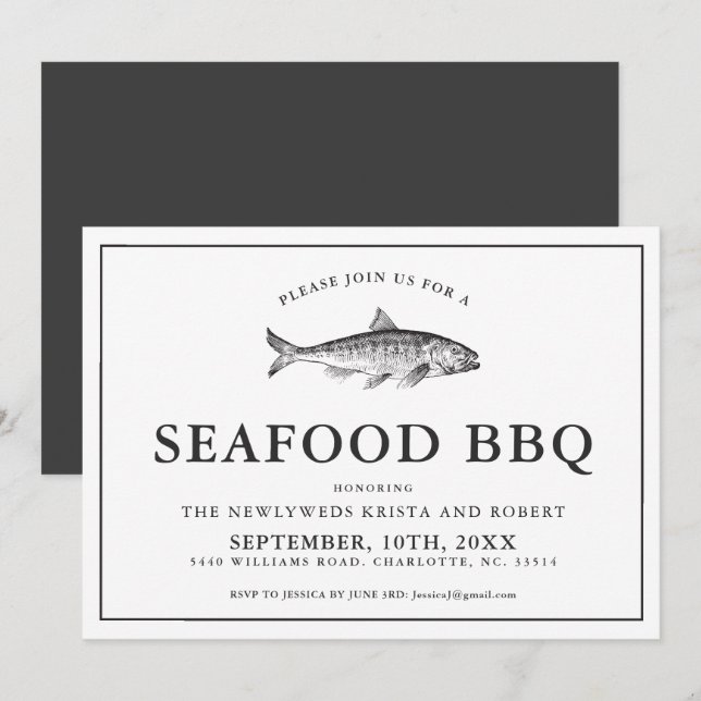Minimaler Backyard Seafood Barbecue Einladung (Vorne/Hinten)