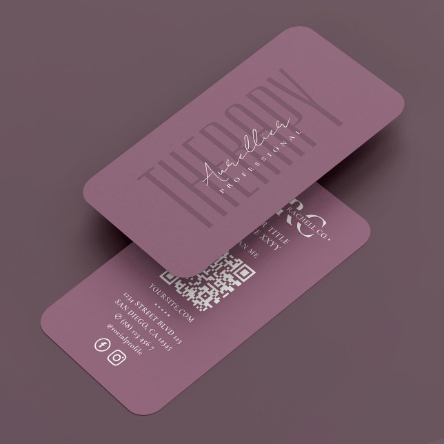 Minimaler Beruflicher Dusty Mauve Pink Therapist Visitenkarte (Minimal Professional Dusty Mauve Pink Therapist Business Card
)