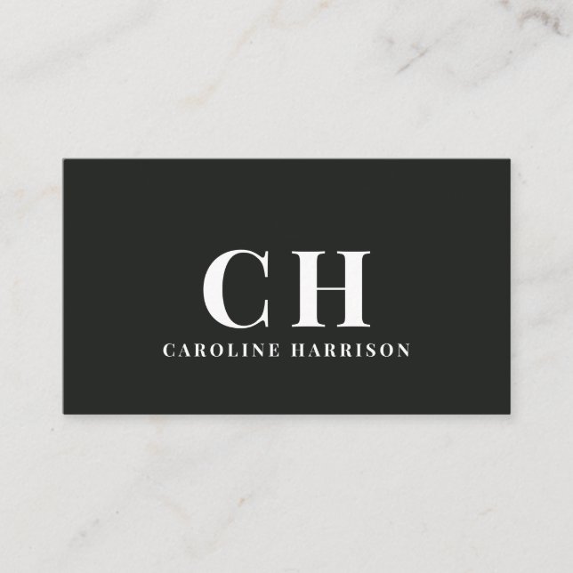 Minimaler Beruflicher Monogramm-Schwarz Visitenkarte (Vorderseite)