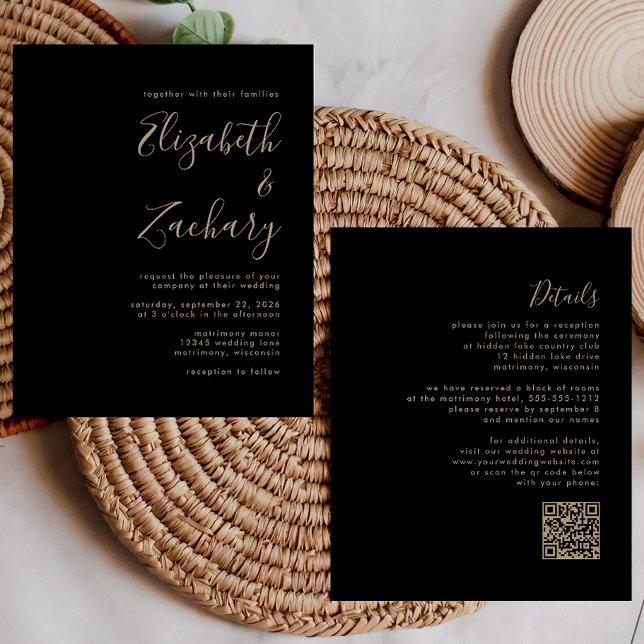 Minimaler Black Gold QR Code Einladung (Von Creator hochgeladen)