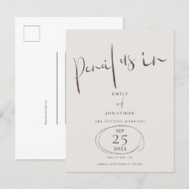 Minimaler Bleistift in Braunkohle Save the Date Ankündigungspostkarte