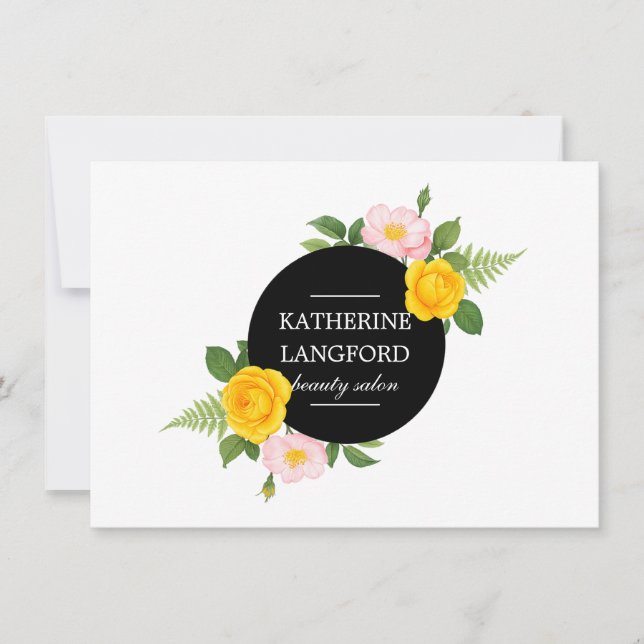 Minimaler Blumenstrauß-Salon Weißes Geschenkgutsch (Vorderseite)