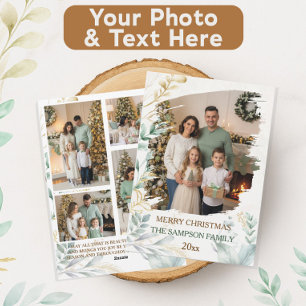 Minimaler botanischer Brush Custom Weihnachtsgebäc Feiertagskarte