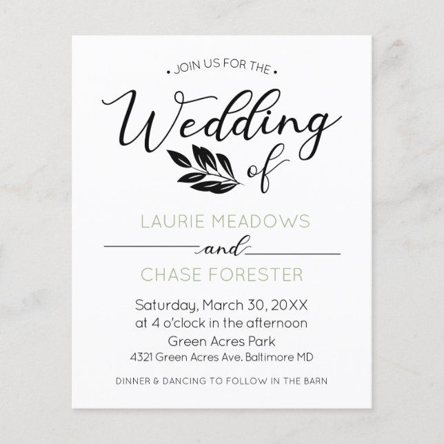 Minimaler Branch Budget Hochzeit Flyer (Vorne)