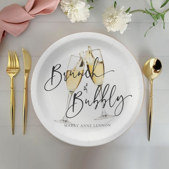 Minimaler Bridal Brunch und Bubbly Pappteller (Von Creator hochgeladen)