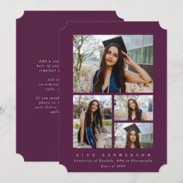 Minimaler Burgundy Frame 4 Foto Abschluss Ankündigung