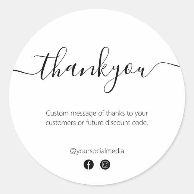Minimaler Business Thankyou Order Packaging Runder Aufkleber (Vorderseite)