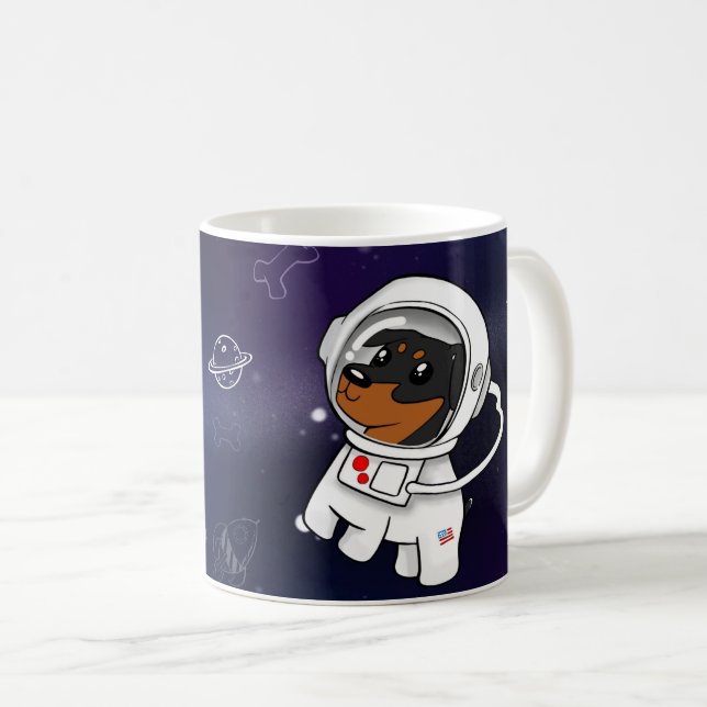 Minimaler Button-Astronaut in der Kaffeetasse (VorderseiteRechts)
