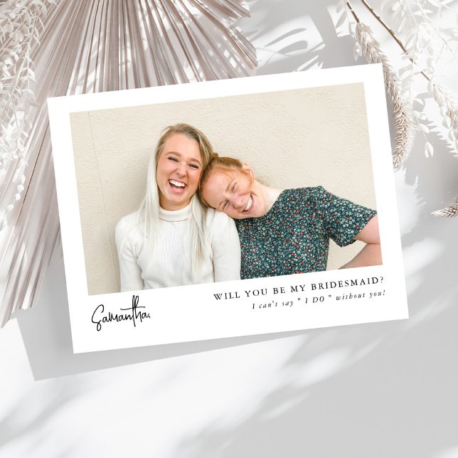 Minimaler Chic Script Foto Bridesmaid Vorschlag (Von Creator hochgeladen)