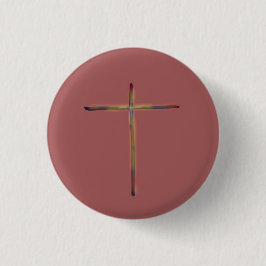 Minimaler Christlicher Kreuz Rosa Button