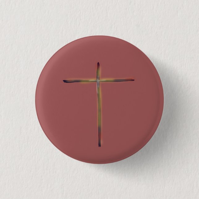 Minimaler Christlicher Kreuz Rosa Button (Vorderseite)