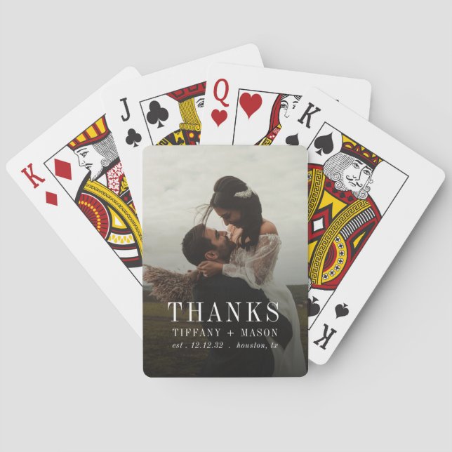 Minimaler Dank Hochzeitspaare Foto Paare Vorlage Spielkarten (Rückseite)