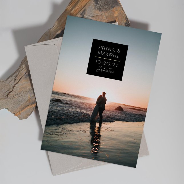 Minimaler Deko Foto Save the Date Gold Folieneinladung (Von Creator hochgeladen)