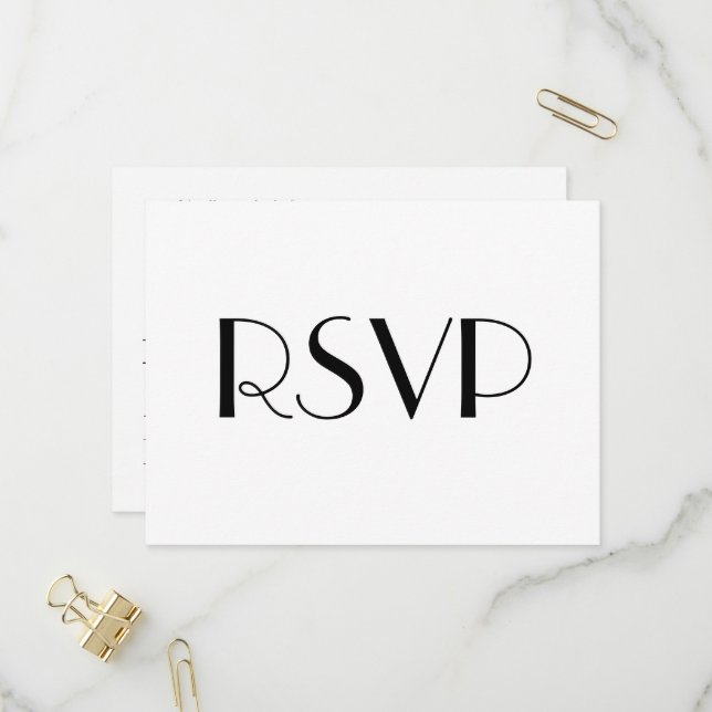 Minimaler Deko White Wedding RSVP Postcard Einladungspostkarte (Vorderseite/Rückseite Beispiel)
