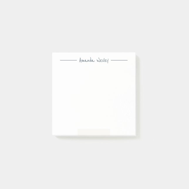 Minimaler dunkelblauer Monogramm Name Post-it Klebezettel (Vorderseite)