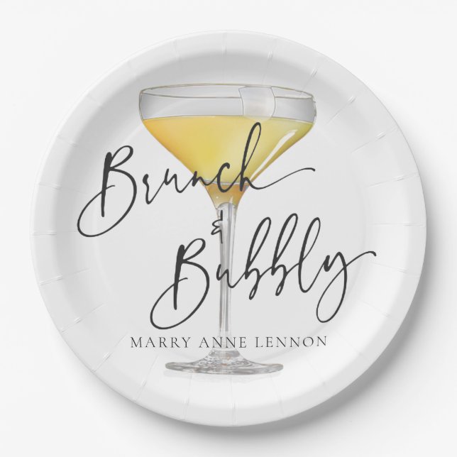 Minimaler einfacher Brunch und Bubbly Pappteller (Vorderseite)