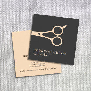 Minimaler einfacher schwarzer Pastell Scissor Quadratische Visitenkarte