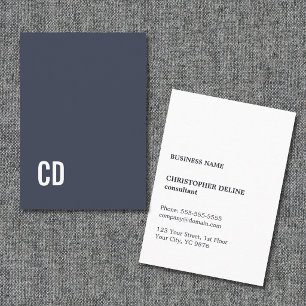 Minimaler Elegant Blue White Monogram Consultant Visitenkarte