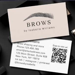 Minimaler eleganter Augenbrauen-Salon QR-Code Visitenkarte
