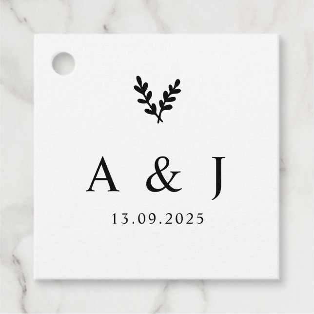Minimaler Eleganter Botanischer Monogramm-Kranz Geschenkanhänger (Vorderseite)