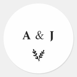 Minimaler Eleganter Botanischer Monogramm-Kranz Runder Aufkleber