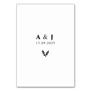 Minimaler Eleganter Botanischer Monogramm-Kranz Tischnummer