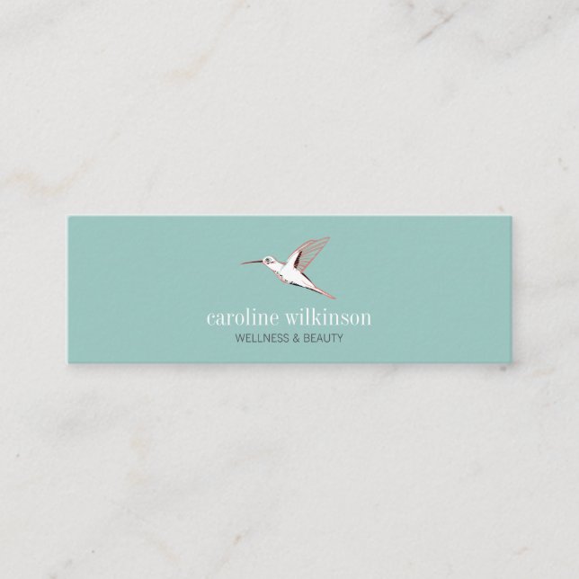 Minimaler Exotic bird illustration elegant mint Mini Visitenkarte (Vorderseite)