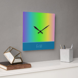 minimaler farbiger LGBTQ Gay Pride Monat Quadratische Wanduhr