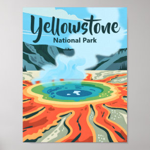 Minimaler, fetter Retro-Yellowstone-Regenbogen-Hei Poster