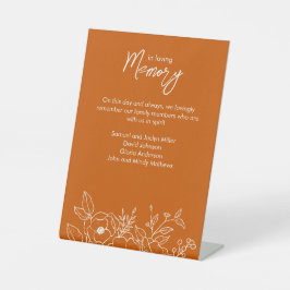 Minimaler floraler botanischer Burnt Orange in Mem Sockelschild