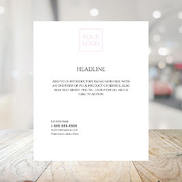 Minimaler Flyer für das White Business-Marketing m Sockelschild