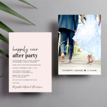 Minimaler Foto Rosa Hochzeitsempfang Einladung