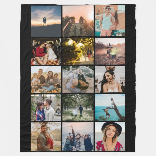 Minimaler Fotostreifen schwarz Fleecedecke (Vorderseite)