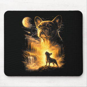 Minimaler Französischer Bulldogge Heulender Mond M Mousepad