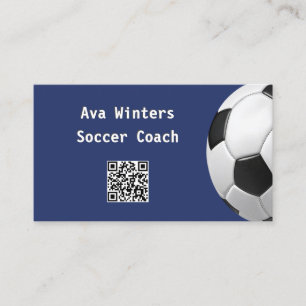 Minimaler Fußball Ball Blue QR Code Fußball Coach Visitenkarte