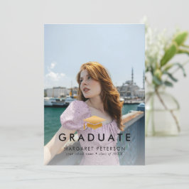Minimaler Gold Grad Cap Foto Collage Abschluss Ankündigung