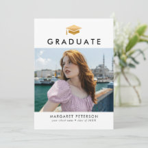 Minimaler Gold Grad Cap Foto Collage Abschluss