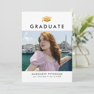 Minimaler Gold Grad Cap Foto Collage Abschluss Ankündigung