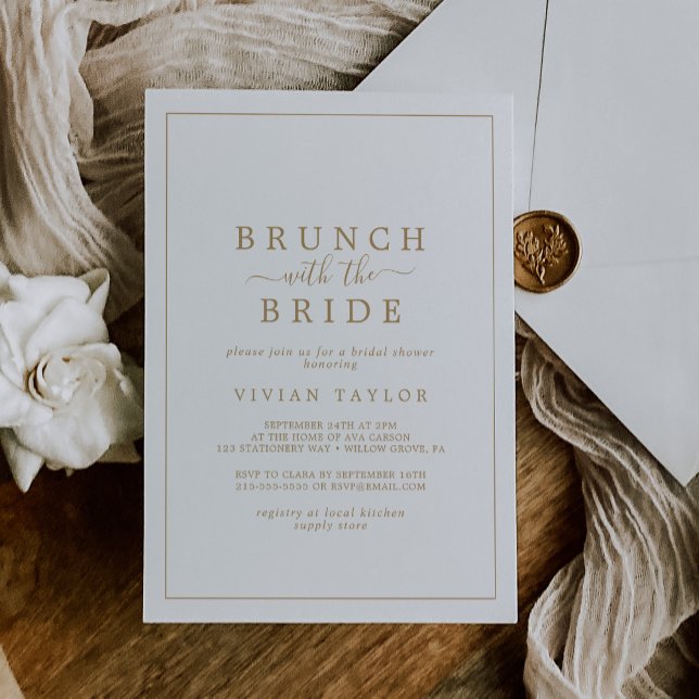 Minimaler Goldbrunch mit Bride-Brautparty Einladung (Von Creator hochgeladen)