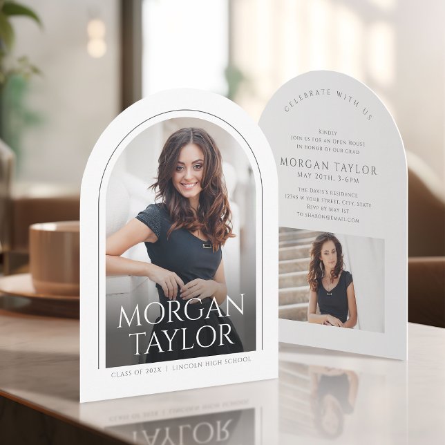 Minimaler Graceful Name Arch Foto Abschluss Einladung (Minimal Graceful Name Arch Photo Graduation Invitation)