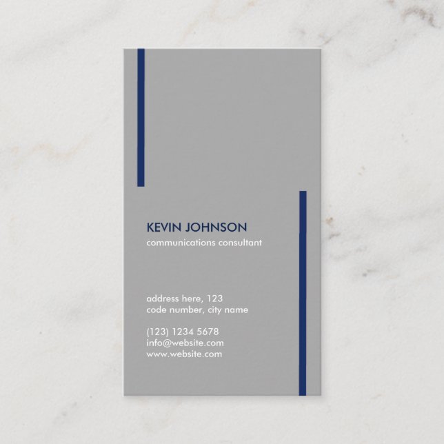 Minimaler Gray blue elegant masculine professional Visitenkarte (Vorderseite)