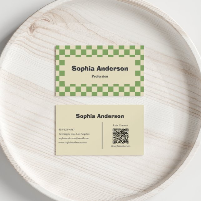 Minimaler grüner Schachbrettgrenzwert - Qr-Code Visitenkarte (Von Creator hochgeladen)