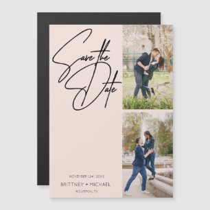 Minimaler handgeschriebener Fotokollaps Rosa Magneteinladung