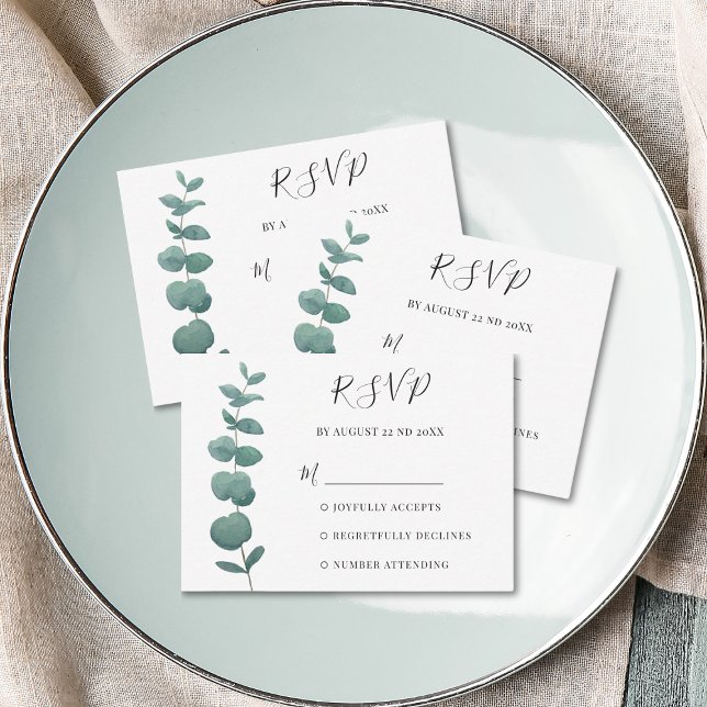 Minimaler Haushalt Eukalyptus RSVP-Karte Mitteilungskarte (Von Creator hochgeladen)