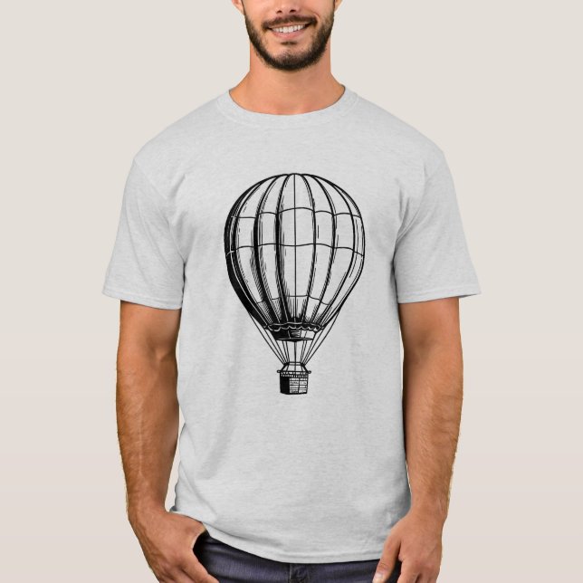 Minimaler Heißluftballon Tinte Zeichnend T - Shirt (Vorderseite)