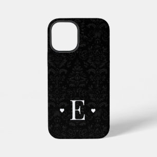 Minimaler Herzklopfchic Initial Monogram Black Dam iPhone 12 Mini Hülle