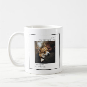 Minimaler Hund Foto Valentinstag Schwarz und Weiß Kaffeetasse